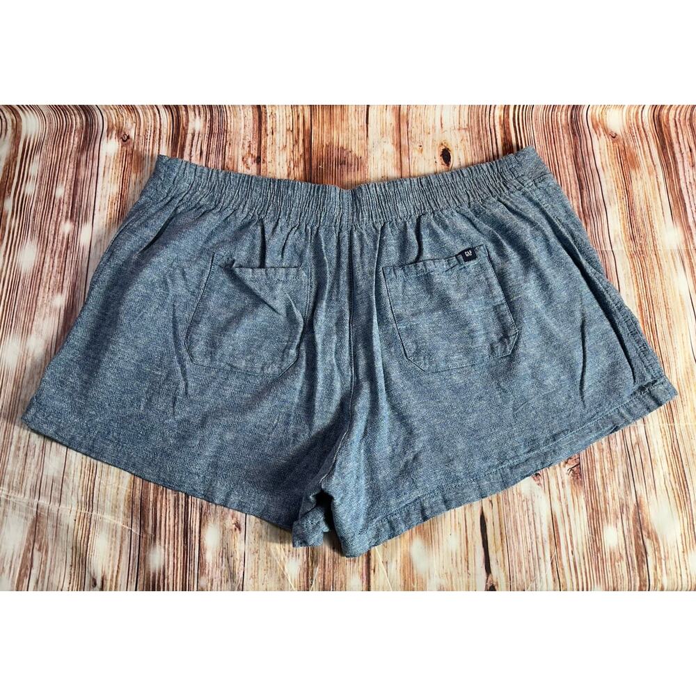 GAP Sz XXL Blue Linen Blend High Rise Elastic Waist Pull On Shortie Shorts 39x4 - Picture 2 of 9